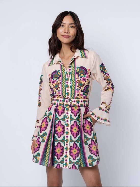 Ciebon Dresses & Skirts - Ciebon Maris Mixed Print Long Sleeve Shirt Dress
